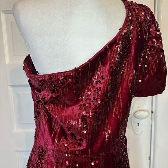 NWTs Kensie One Shoulder Fit & Flare Sequin Dress Size 14 - Picture 7 of 10